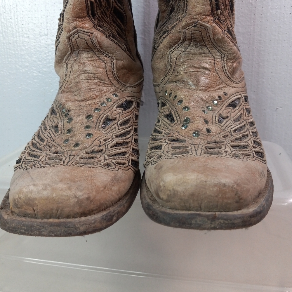 Corral 6.5 Womens Western Inlay Black Granite Butterfly Pattern Cowgirl Boots - Picture 5 of 14